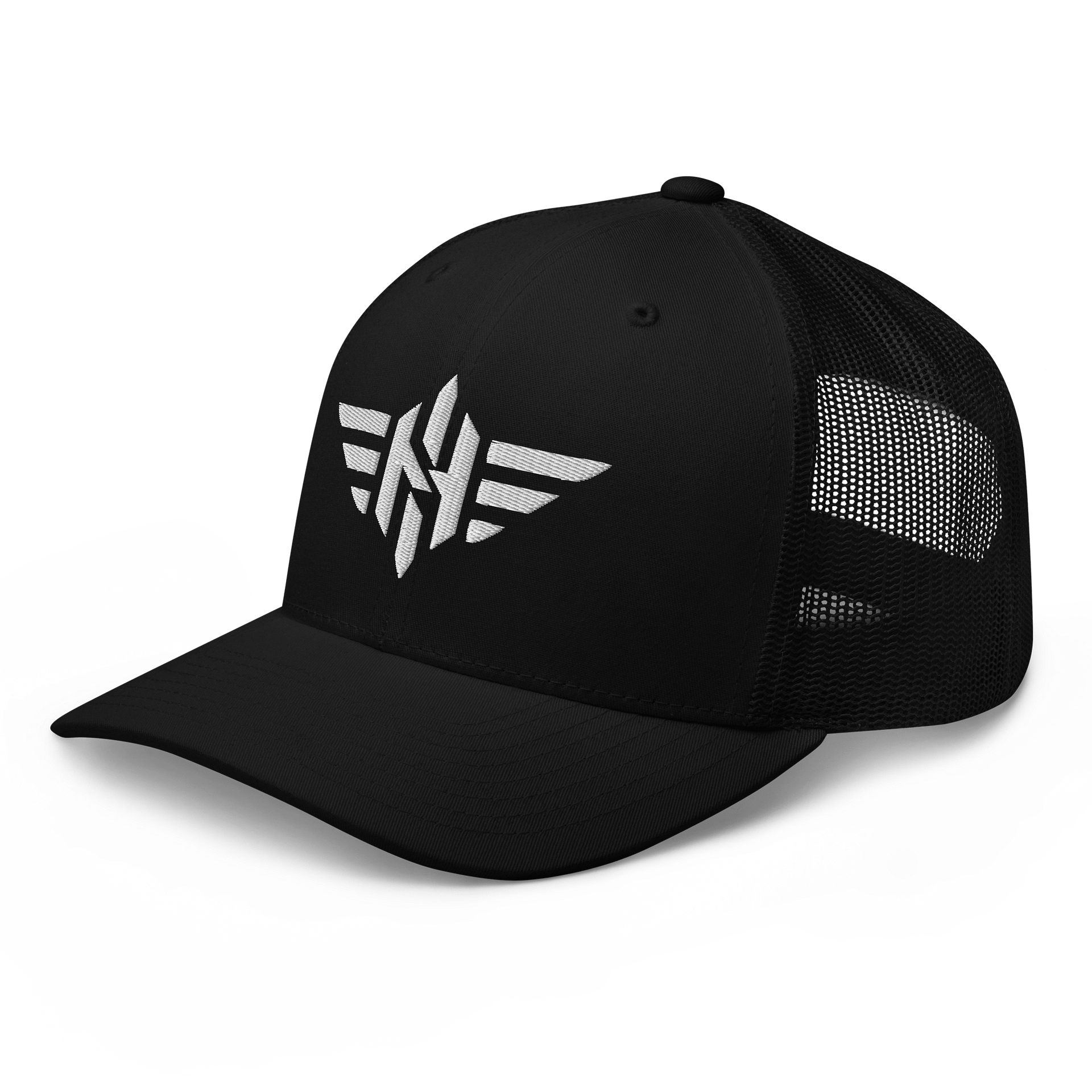 retro-trucker-hat-black-left-front-6968eb9042173 Noxir White Embroidery | Trucker Cap