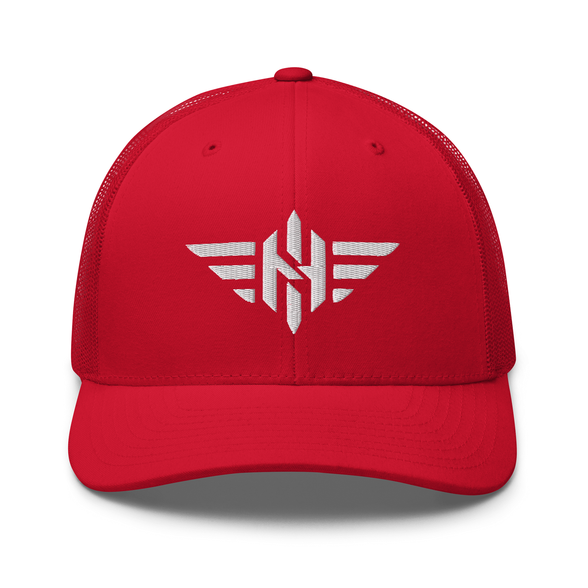 retro-trucker-hat-red-front-6968eb9041985 Noxir White Embroidery | Trucker Cap